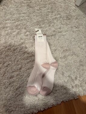 aerie Light Pink Ribbed Crew Socks with Blush Accents